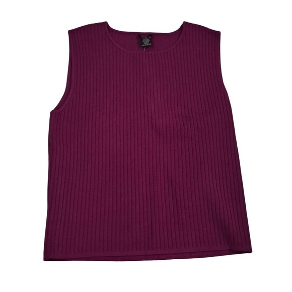 New Doncaster Collection plum purple ribbed Sleeveless top XL NWT Silk Blend - Picture 1 of 4